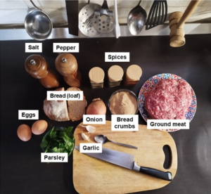 Ingredients needed for baked Bulgarian style meatballs The-sauce-lab