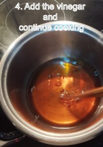 Step 4 Adding the vinegar-Sauce Gastrique- The sauce lab
