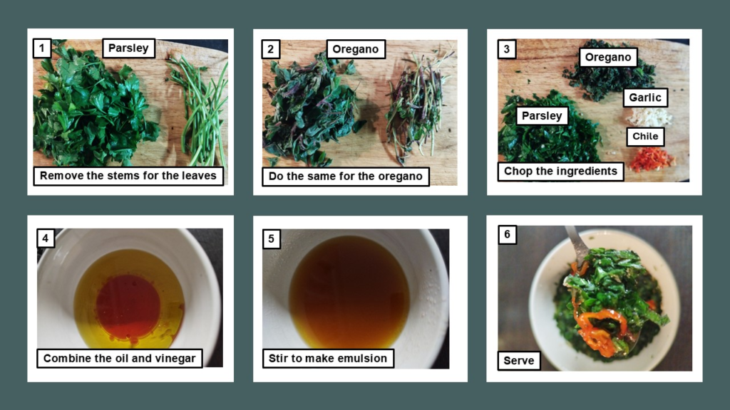 Step-by-step to make Chimichurri sauce-- The sauce lab