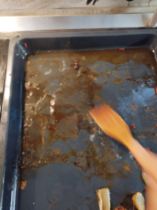 Deglaze the fond with how water.